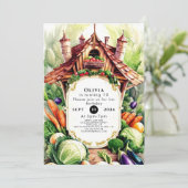 Boho Vegetables Bauern Markt Geburtstag Einladung (Stehend Vorderseite)