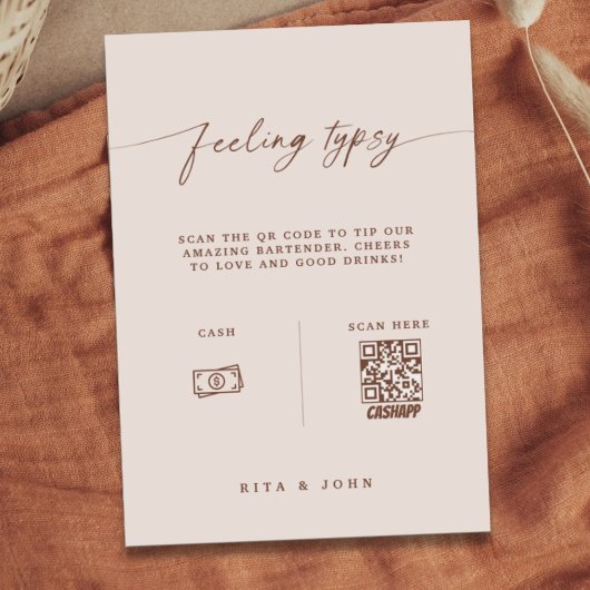 Boho Venmo Tipp Ihr Barkeeper Hochzeitszeichen Poster