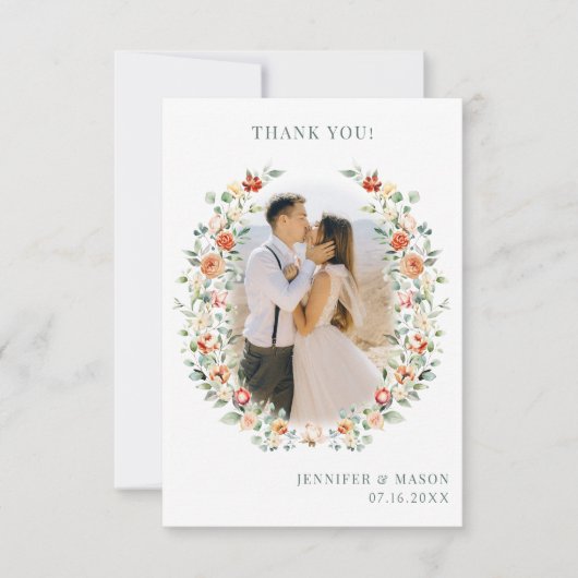 Boho verbrannte orange Blume Kranz Hochzeitsfest F Dankeskarte (Vorderseite)