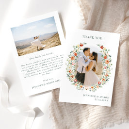 Boho verbrannte orange Blume Kranz Hochzeitsfest F Dankeskarte