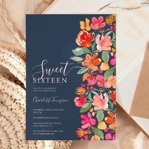 Boho verbrannte orange Erden Ton Blumenchic süß 16 Einladung
