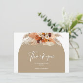 Boho verbrannte orange Terrakotta-Kupferblumenboge Dankeskarte (Stehend Vorderseite)