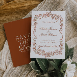 Boho verbranntes Orange Rost floral botanische Hoc Save The Date