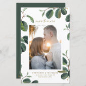 Boho Verlasse Botanisches Weißes Foto Save the Dat (Vorne/Hinten)