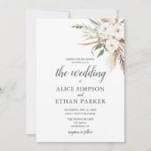 Boho Verlasse Pampa Grass Wedding Einladung (Vorderseite)
