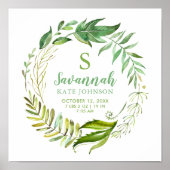 Boho Verlasse Personalisierte Baby Birth Stats Poster (Vorne)