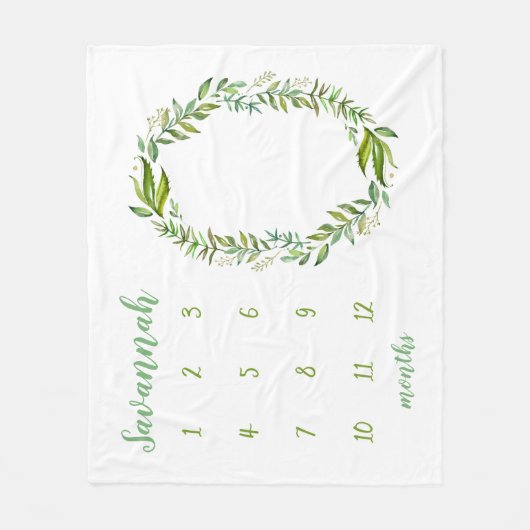 Boho Verlasse Personalisiertes Baby Milestone Foto Fleecedecke (Vorderseite)