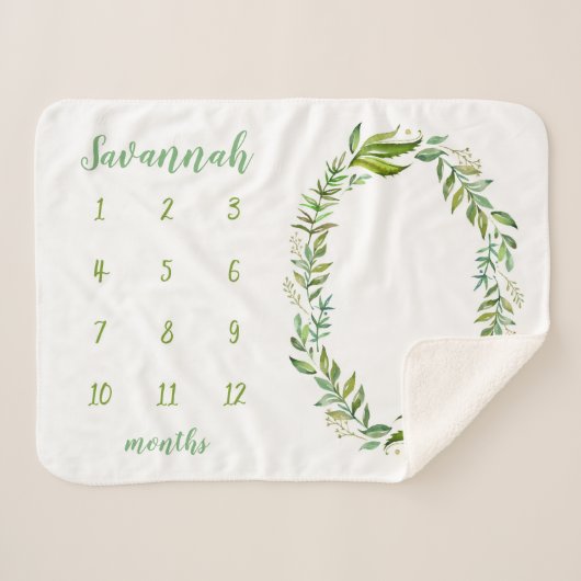 Boho Verlasse Personalisiertes Baby Milestone Foto Sherpadecke (Vorderseite (Horizontal))