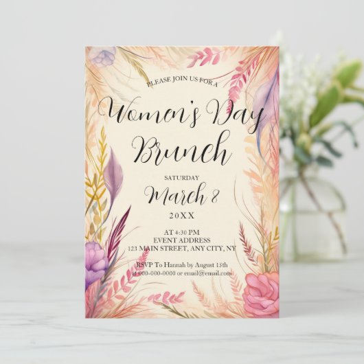 Boho Verlasst Internationaler Frauentag Einladung (Stehend Vorderseite)