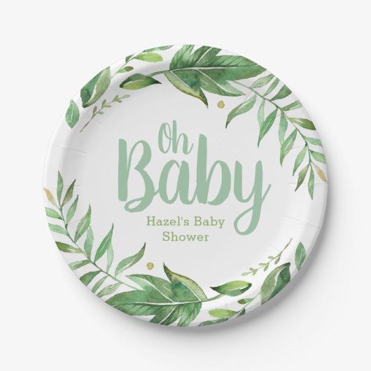 Boho Verlasst Personalisierte Babydusche Pappteller (Vorderseite)