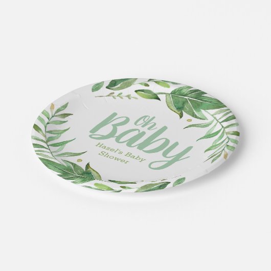 Boho Verlasst Personalisierte Babydusche Pappteller (Schrägansicht)