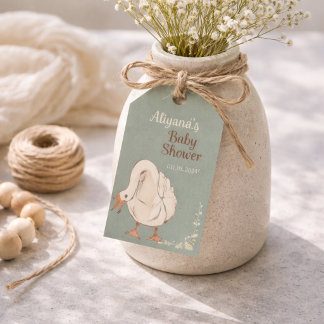 Boho Verrückte Gans Personalisierte Babyparty Geschenkanhänger