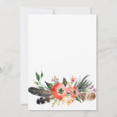 Boho versieht Brautparty-Einladung mit Federn Einladung (Rückseite)