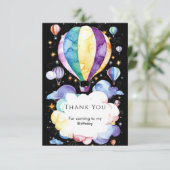 Boho Verzauberung Heißluftballon Geburtstag Dankeskarte (Stehend Vorderseite)