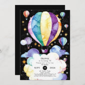 Boho Verzauberung Heißluftballon Geburtstag Einladung (Vorne/Hinten)