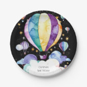Boho Verzauberung Heißluftballon Geburtstag Pappteller (Vorderseite)