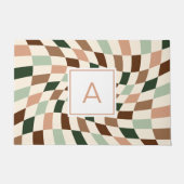 Boho verzerrtes Schachbrett-Monogramm Fußmatte (Vorderseite)
