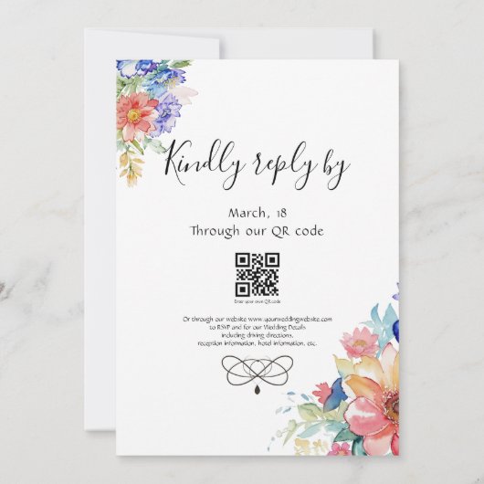 Boho Vibrant Blume Flat Invitation Frame Einladung (Rückseite)