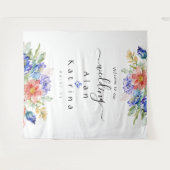 Boho Vibrant Blume Große Hochzeitssignatur Wandteppich (Vorderseite (Horizontal))