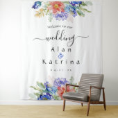 Boho Vibrant Blume Große Hochzeitssignatur Wandteppich (Beispiel)