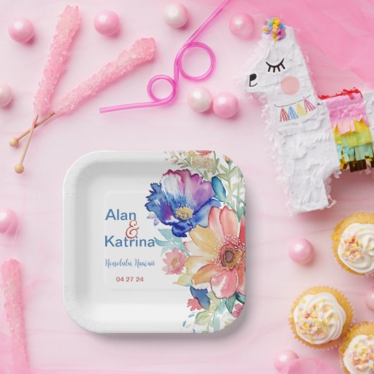 Boho Vibrant Blume Paper Plate Pappteller (Party)