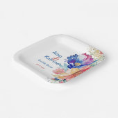 Boho Vibrant Blume Paper Plate Pappteller (Gewinkelt)