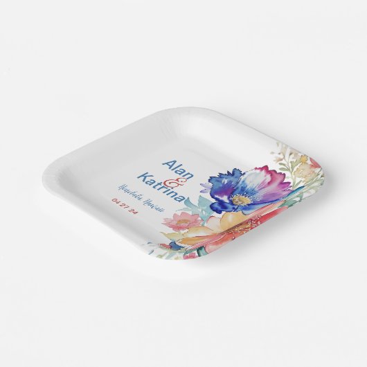 Boho Vibrant Blume Paper Plate Pappteller (Gewinkelt)