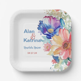 Boho Vibrant Blume Paper Plate Pappteller