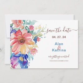 Boho Vibrant Blume Save the Date Einladung