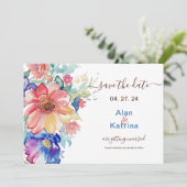 Boho Vibrant Blume Save the Date Einladung (Stehend Vorderseite)
