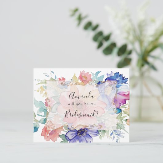 Boho Vibrant Blume Vorschlag Card (Stehend Vorderseite)