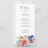 Boho Vibrant Blume Wedding Menu Flat Card (Vorderseite)