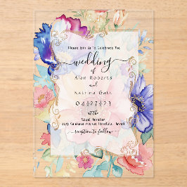 Boho Vibrant  Flowers Flat Invitation Frame Acryleinladungen
