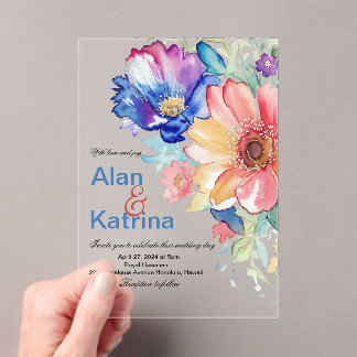 Boho Vibrant Flowers Invitation Acryleinladungen