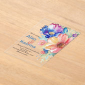 Boho Vibrant Flowers Invitation Acryleinladungen (Ablage )
