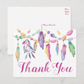 Boho Vielen Dank Feathers Lila Pink Indian Wedding Postkarte (Vorne/Hinten)