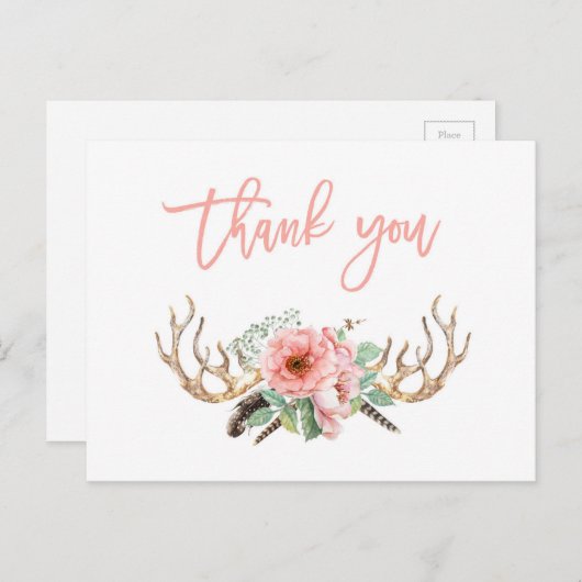 Boho vielen Dank Postcard, bohemianischer Notecard Postkarte (Vorne/Hinten)