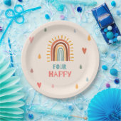 Boho vier vierter Geburtstag Rainbow Pappteller (Party)