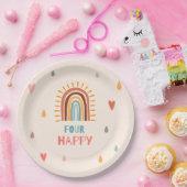 Boho vier vierter Geburtstag Rainbow Pappteller (Party)