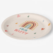 Boho vier vierter Geburtstag Rainbow Pappteller (Schrägansicht)