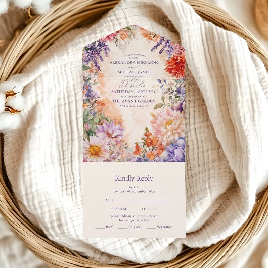 Boho Viktorianisch Royal Floral Wedding All In One Einladung