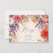 Boho Viktorianisch Royal Floral Wedding RSVP Karte (Vorderseite)