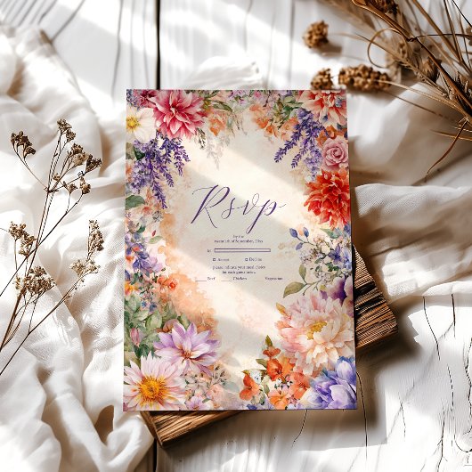 Boho Viktorianisch Royal Floral Wedding RSVP Karte