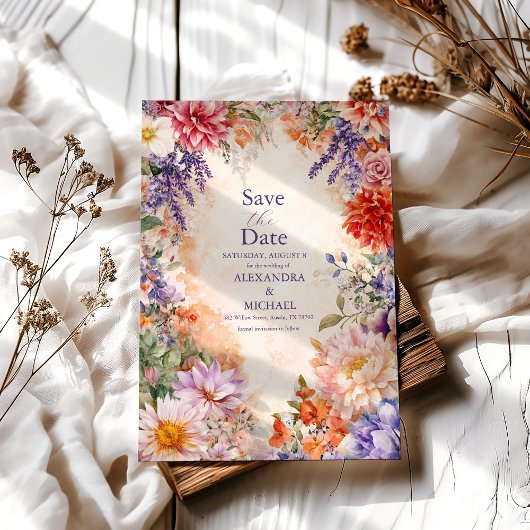 Boho Viktorianisch Royal Floral Wedding Save The Date