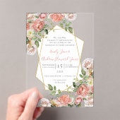 Boho Viktorianische Rose Geometric Gold Frame Wedd Acryleinladungen (Insitu (Handheld))