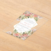 Boho Viktorianische Rose Geometric Gold Frame Wedd Acryleinladungen (Ablage )