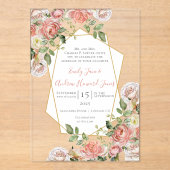 Boho Viktorianische Rose Geometric Gold Frame Wedd Acryleinladungen (Vorderseite)