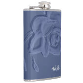 Boho Vintag Artistic Blue Blumen Flachmann (Rechts)