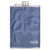 Boho Vintag Artistic Blue Blumen Flachmann (Vorderseite)