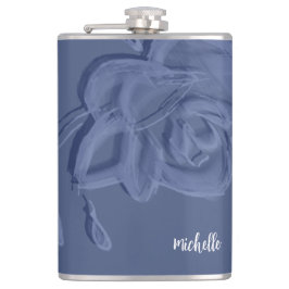 Boho Vintag Artistic Blue Blumen Flachmann